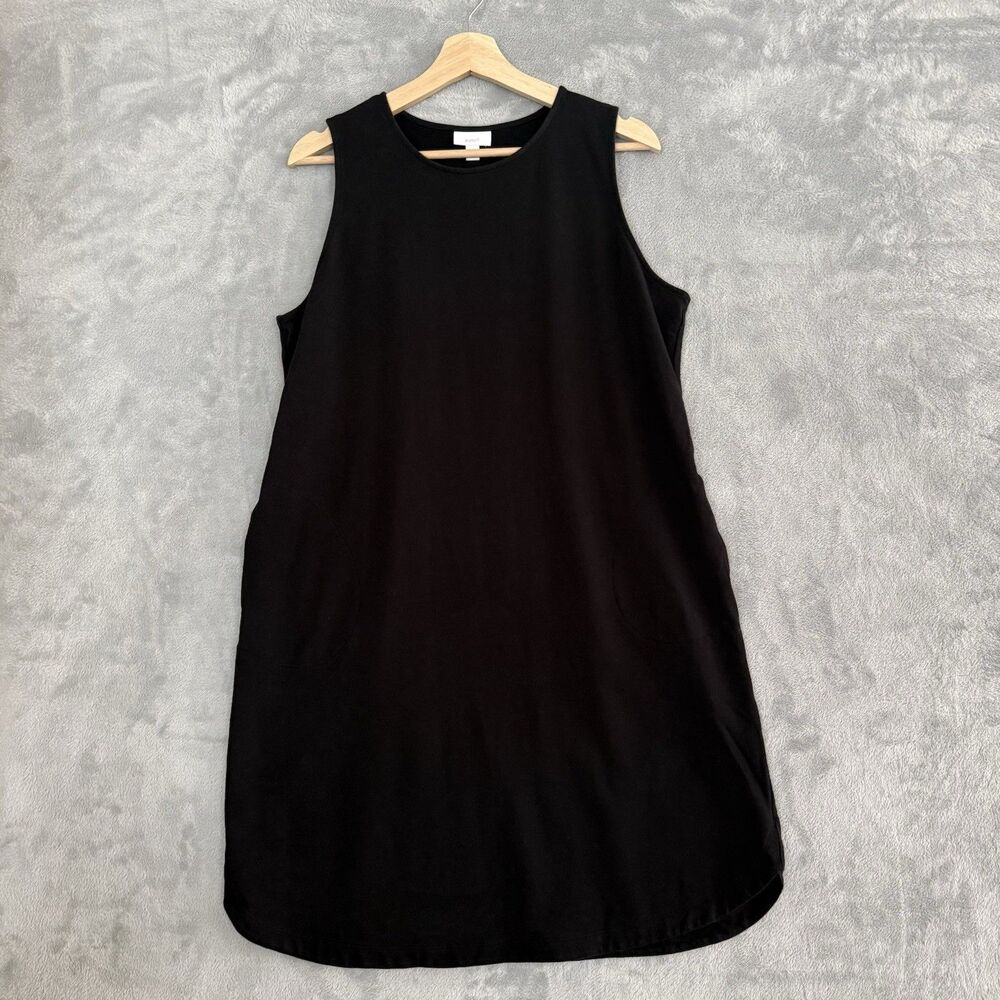 Pure Jill J Jill Tank Dress Womens LP Black Pima Cotton Blend Midi Pockets
